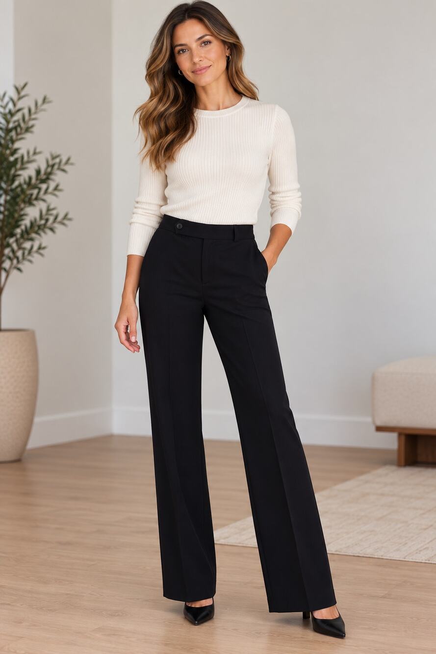 Ralph Lauren Black Wool Tailored Straight Leg Dress Pants Trousers Size 10 NWT